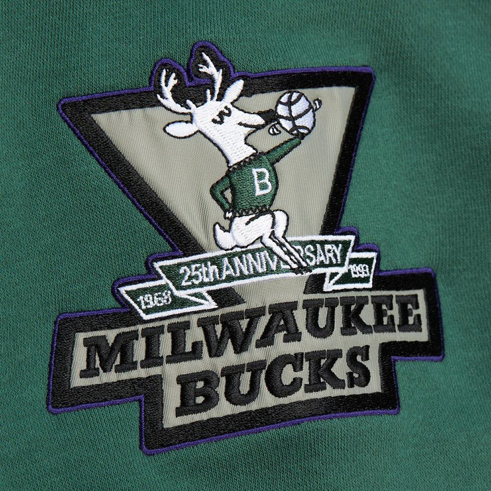 Milwaukee Bucks Hardwood Classics All Over 4.0 Pullover Sweatshirt Heather Gray - Mitchell & Ness