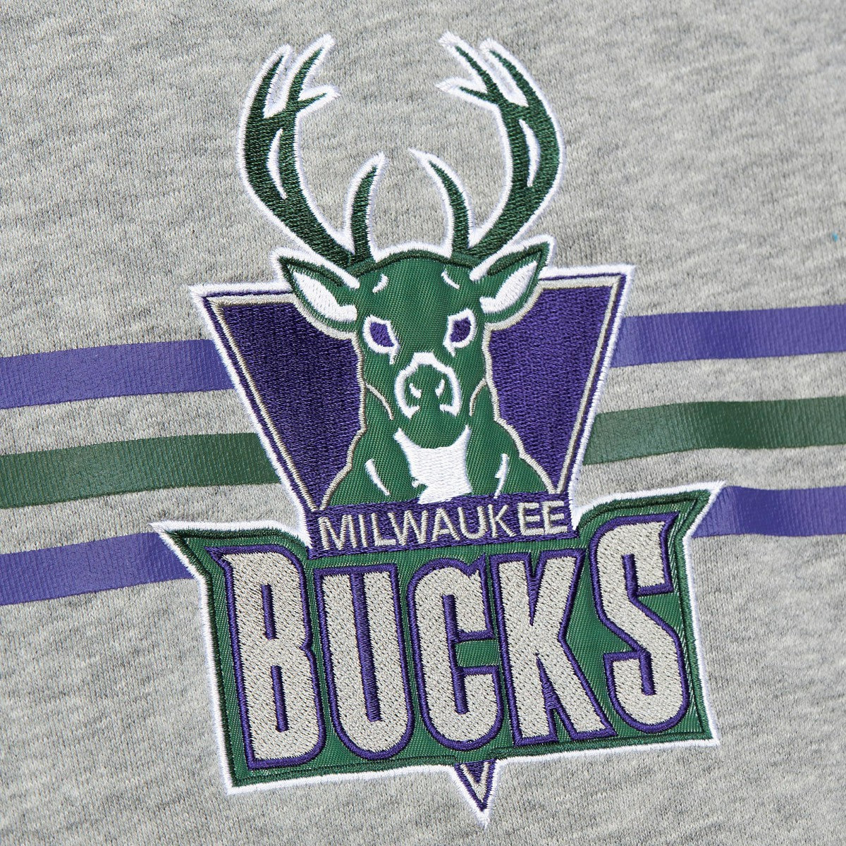 Milwaukee Bucks Hardwood Classics All Over 4.0 Pullover Sweatshirt Heather Gray - Mitchell & Ness