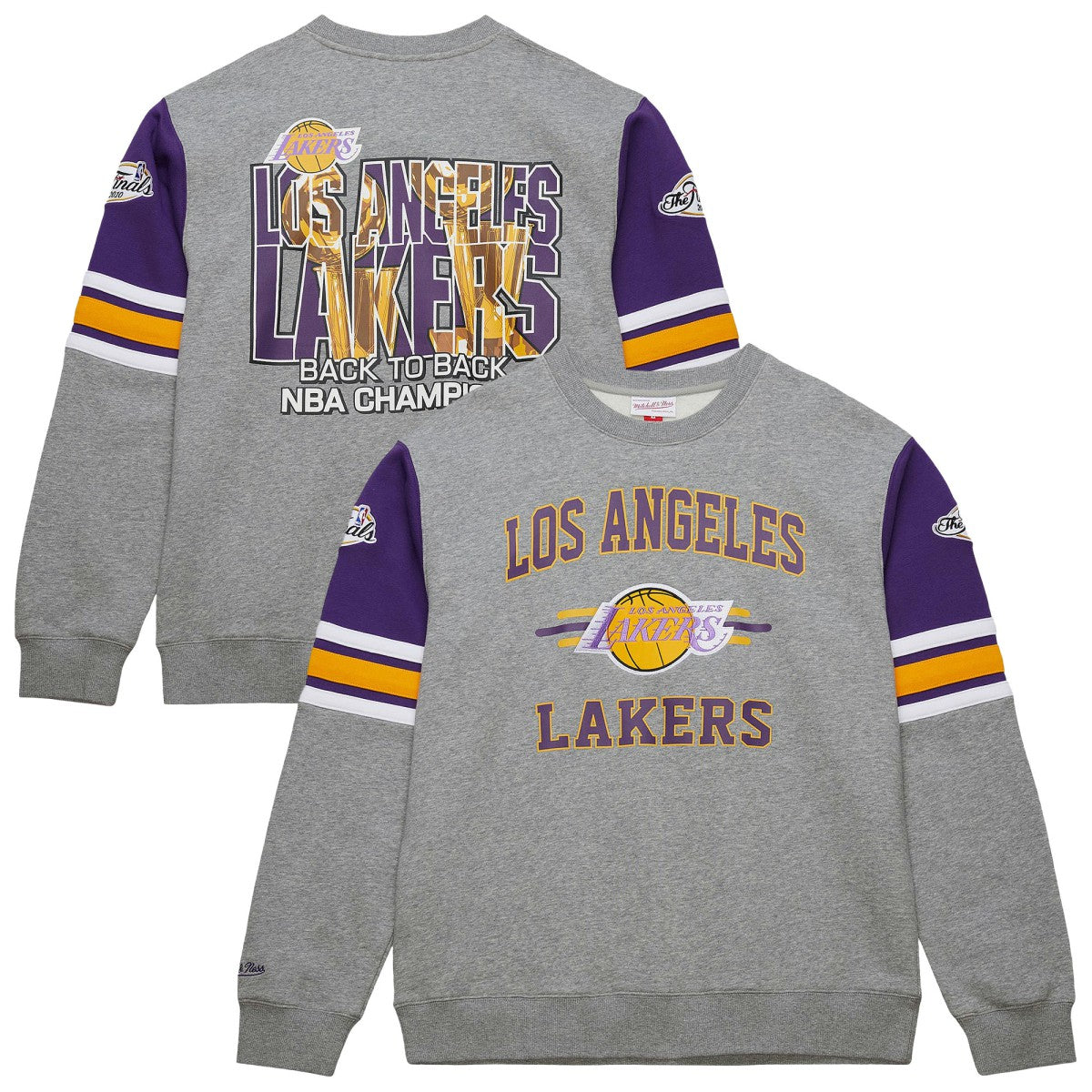Los Angeles Lakers Hardwood Classics All Over 4.0 Pullover Sweatshirt Heather Gray - Mitchell & Ness
