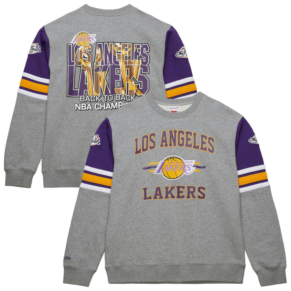 Los Angeles Lakers Hardwood Classics All Over 4.0 Pullover Sweatshirt Heather Gray - Mitchell & Ness