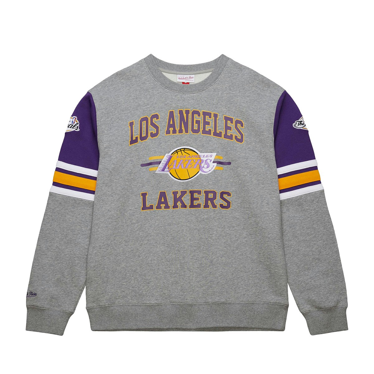 Los Angeles Lakers Hardwood Classics All Over 4.0 Pullover Sweatshirt Heather Gray - Mitchell & Ness