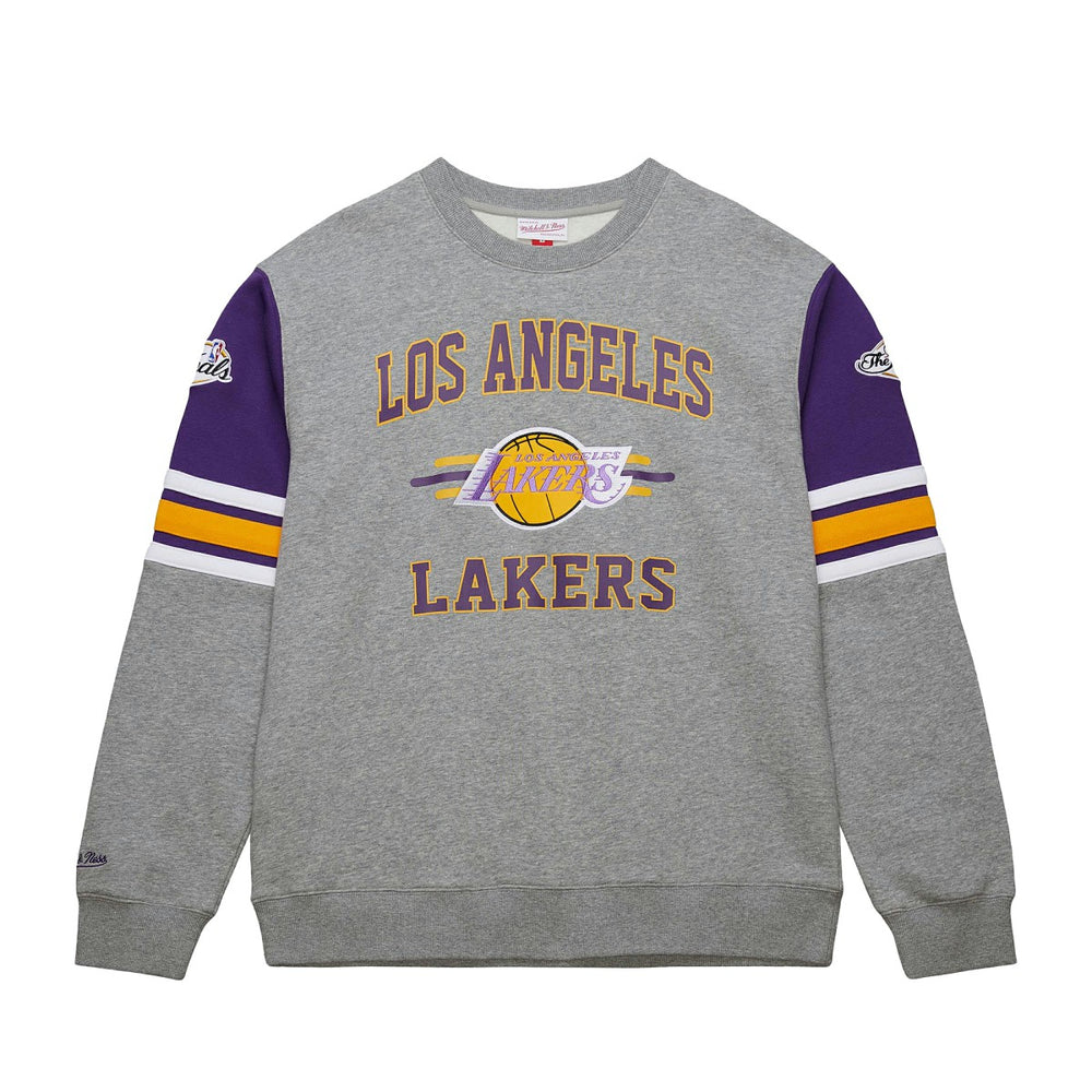Los Angeles Lakers Hardwood Classics All Over 4.0 Pullover Sweatshirt Heather Gray - Mitchell & Ness