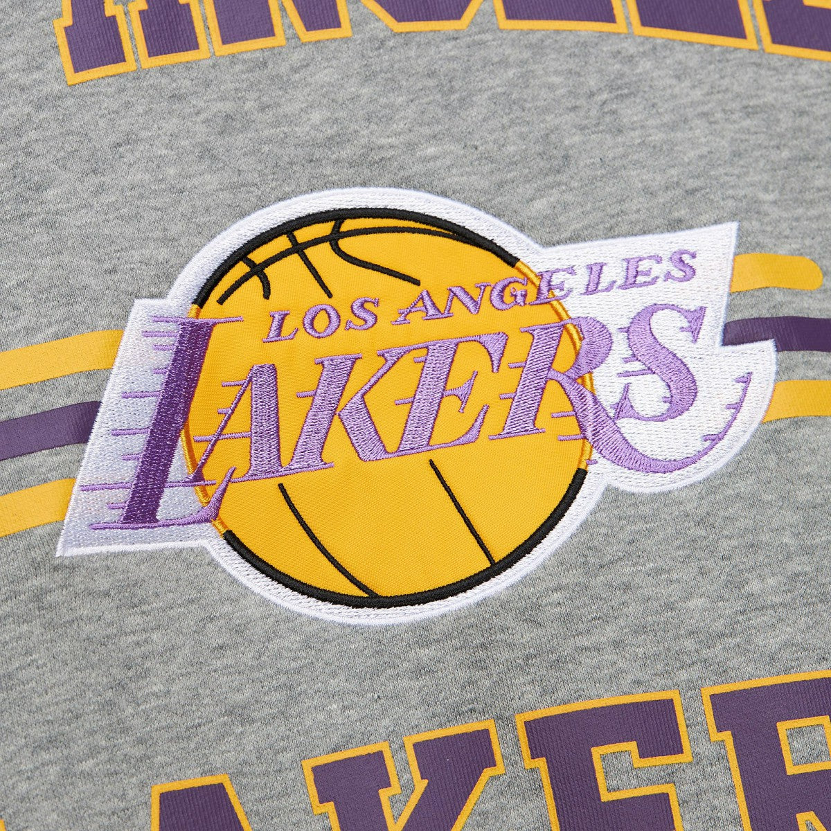 Los Angeles Lakers Hardwood Classics All Over 4.0 Pullover Sweatshirt Heather Gray - Mitchell & Ness