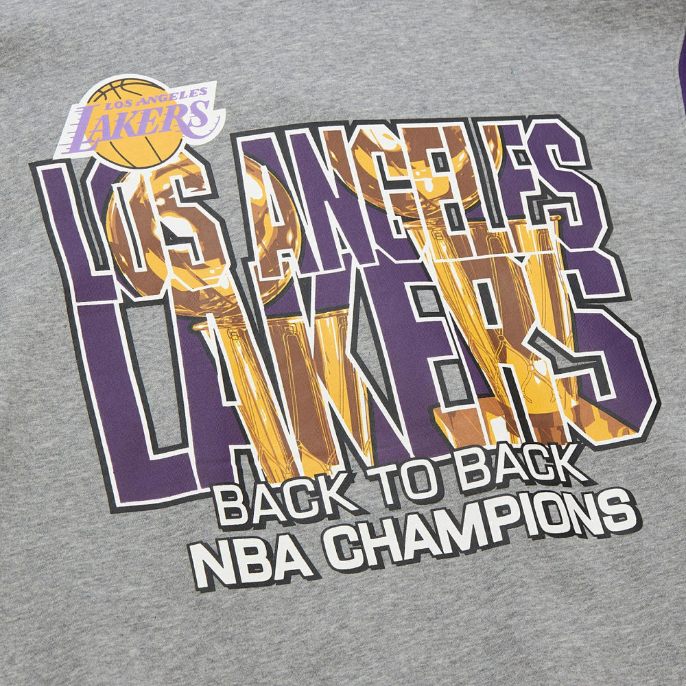 Los Angeles Lakers Hardwood Classics All Over 4.0 Pullover Sweatshirt Heather Gray - Mitchell & Ness