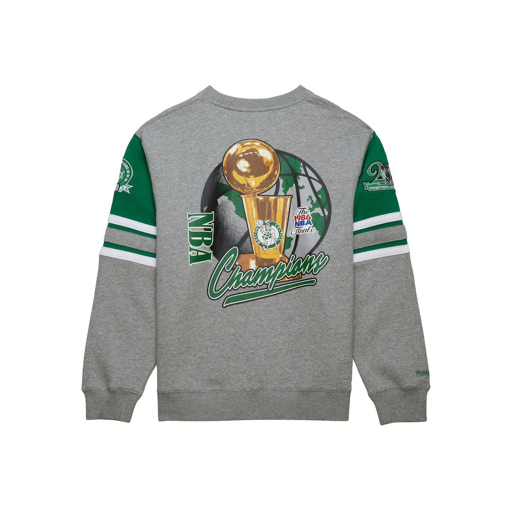 Boston Celtics Hardwood Classics All Over 4.0 Pullover Sweatshirt Heather Gray - Mitchell & Ness