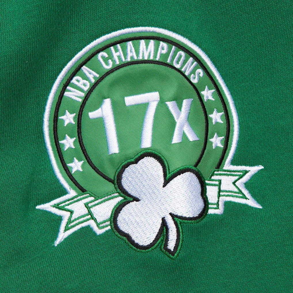 Boston Celtics Hardwood Classics All Over 4.0 Pullover Sweatshirt Heather Gray - Mitchell & Ness