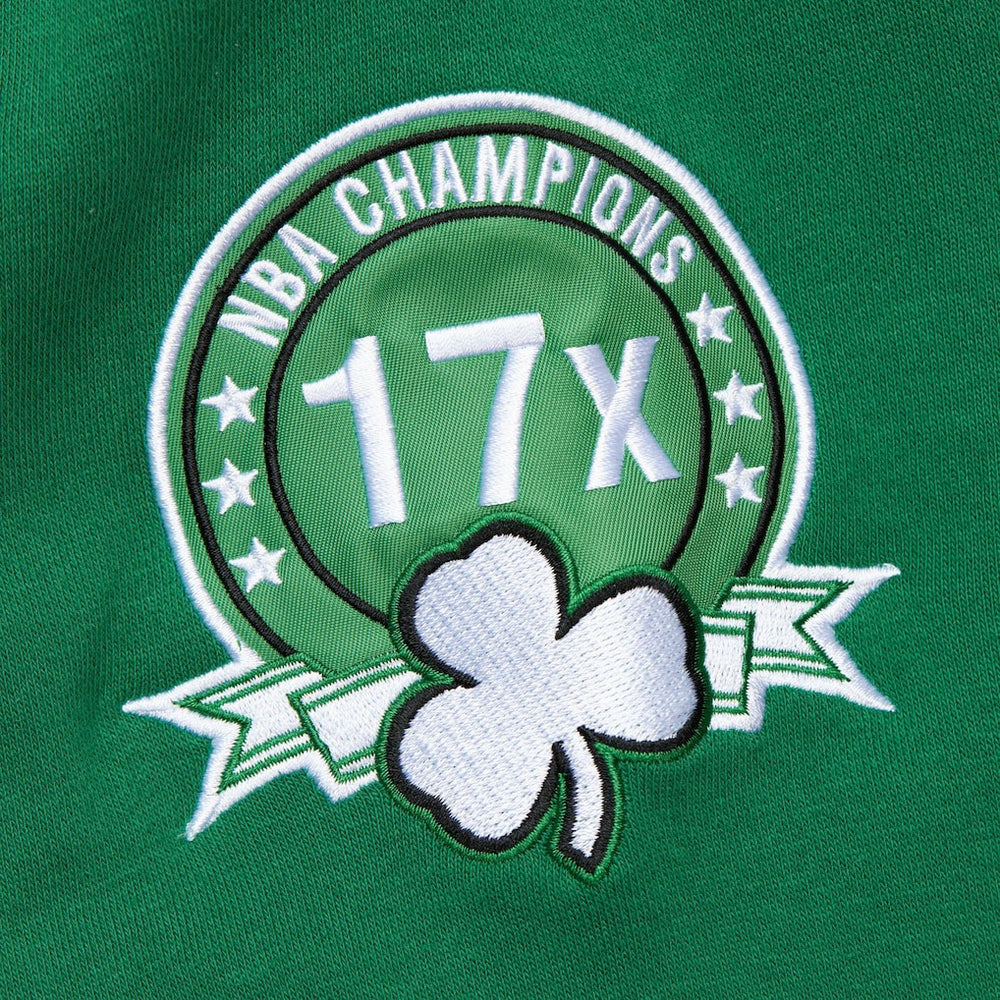 Boston Celtics Hardwood Classics All Over 4.0 Pullover Sweatshirt Heather Gray - Mitchell & Ness