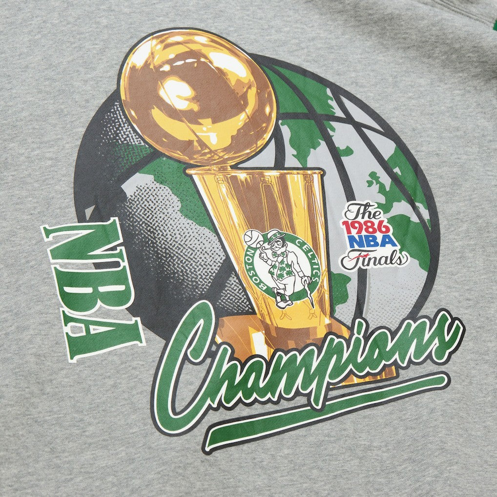 Boston Celtics Hardwood Classics All Over 4.0 Pullover Sweatshirt Heather Gray - Mitchell & Ness