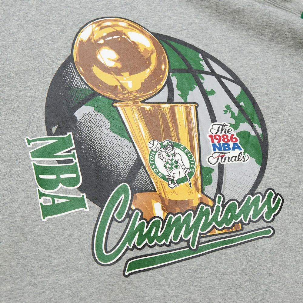 Boston Celtics Hardwood Classics All Over 4.0 Pullover Sweatshirt Heather Gray - Mitchell & Ness