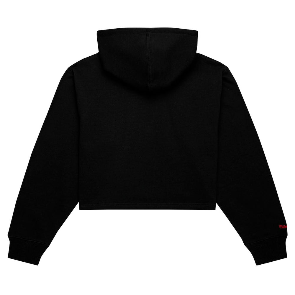 Chicago Bulls Women's Hardwood Classics Cropped Pullover Hoodie Black - Mitchell & Ness