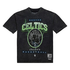 Boston Celtics Unisex Hardwood Classics Vintage Voltage Premium Heavyweight T-Shirt Black - Mitchell & Ness