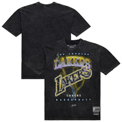 Los Angeles Lakers Unisex Hardwood Classics Vintage Voltage Premium Heavyweight T-Shirt Black - Mitchell & Ness