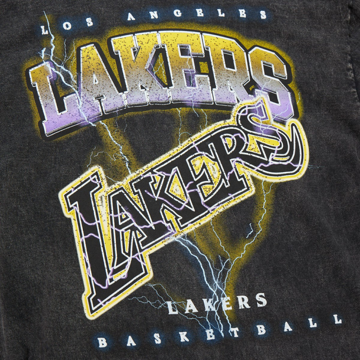 Los Angeles Lakers Unisex Hardwood Classics Vintage Voltage Premium Heavyweight T-Shirt Black - Mitchell & Ness