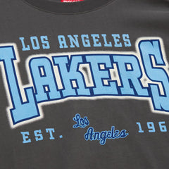 Los Angeles Lakers Women's Hardwood Classics Oversized Boyfriend T-Shirt Charcoal - Mitchell & Ness