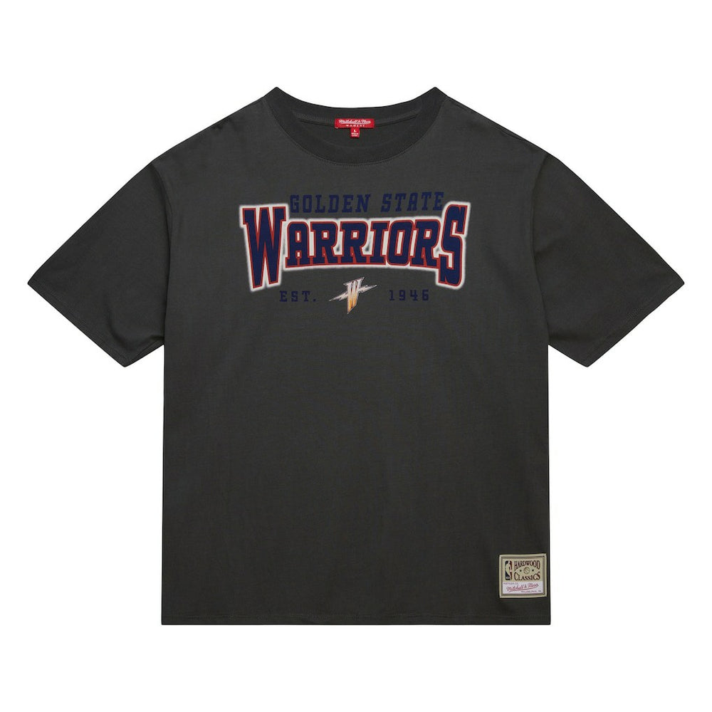 Golden State Warriors Women's Hardwood Classics Oversized Boyfriend T-Shirt Charcoal - Mitchell & Ness
