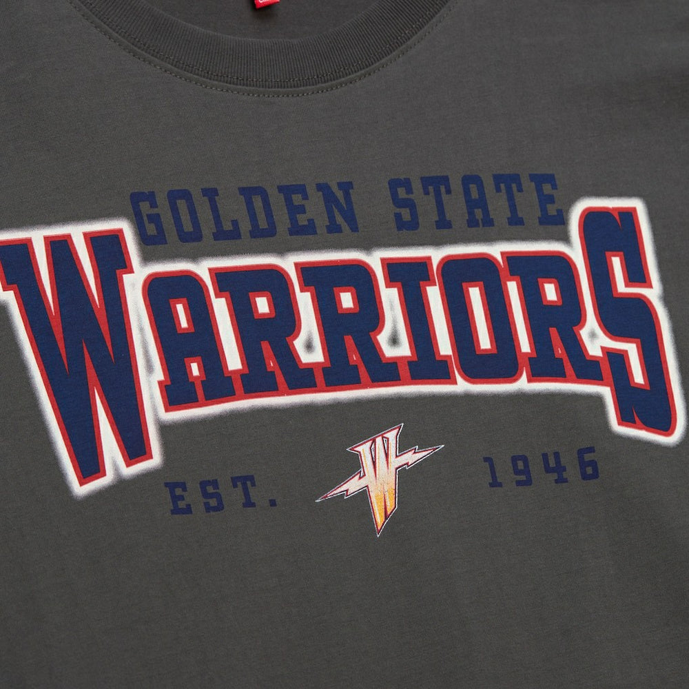 Golden State Warriors Women's Hardwood Classics Oversized Boyfriend T-Shirt Charcoal - Mitchell & Ness