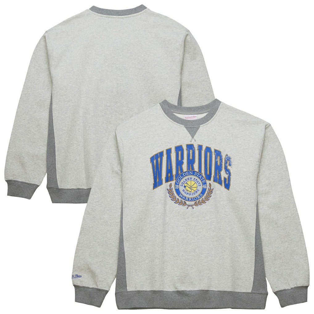 Golden State Warriors Vintage Logo Pullover Sweatshirt Heather Gray - Mitchell & Ness