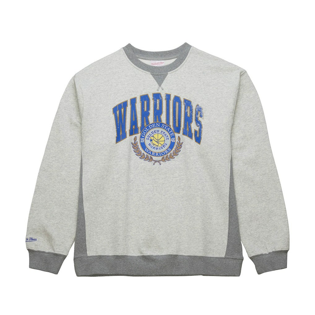 Golden State Warriors Vintage Logo Pullover Sweatshirt Heather Gray - Mitchell & Ness