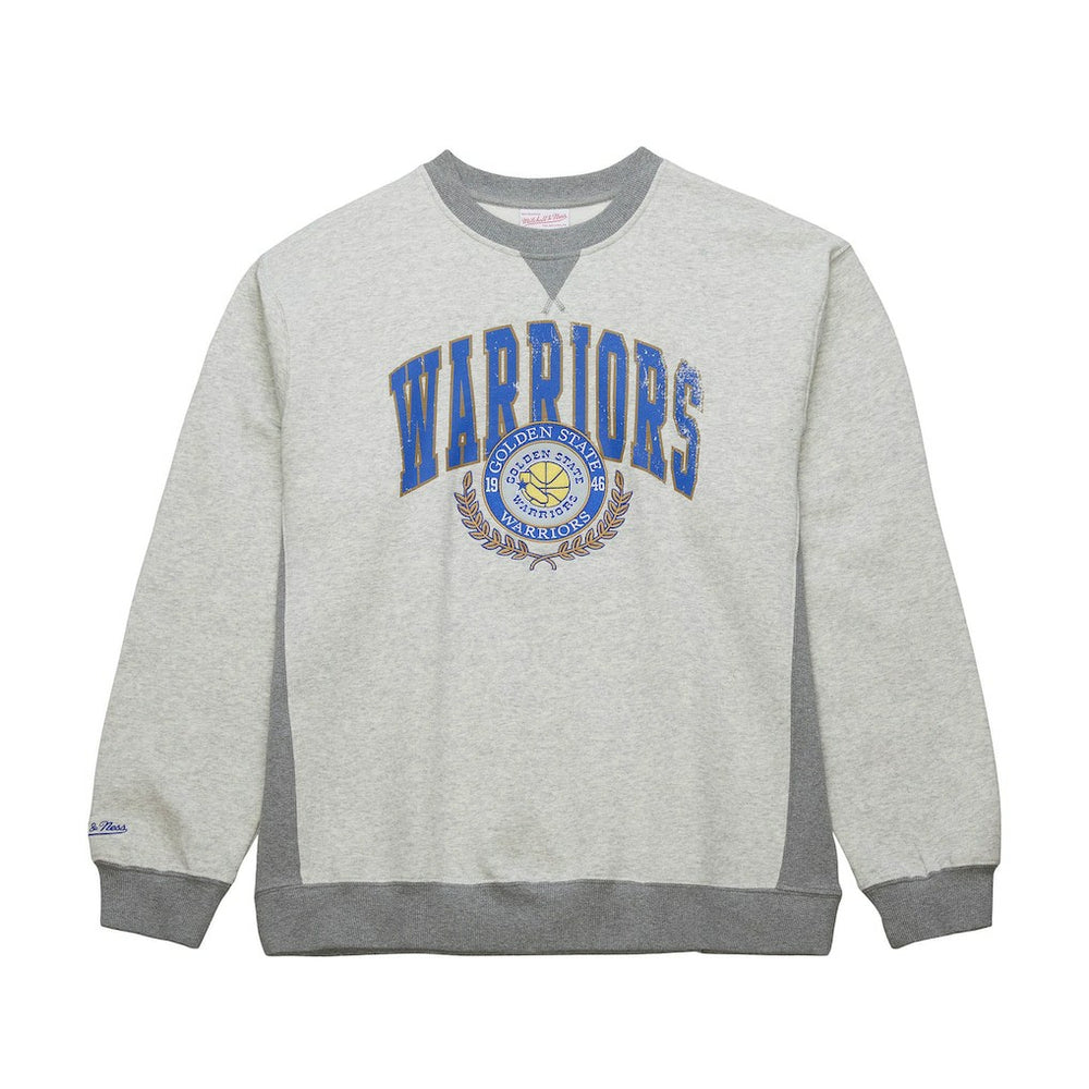 Golden State Warriors Vintage Logo Pullover Sweatshirt Heather Gray - Mitchell & Ness