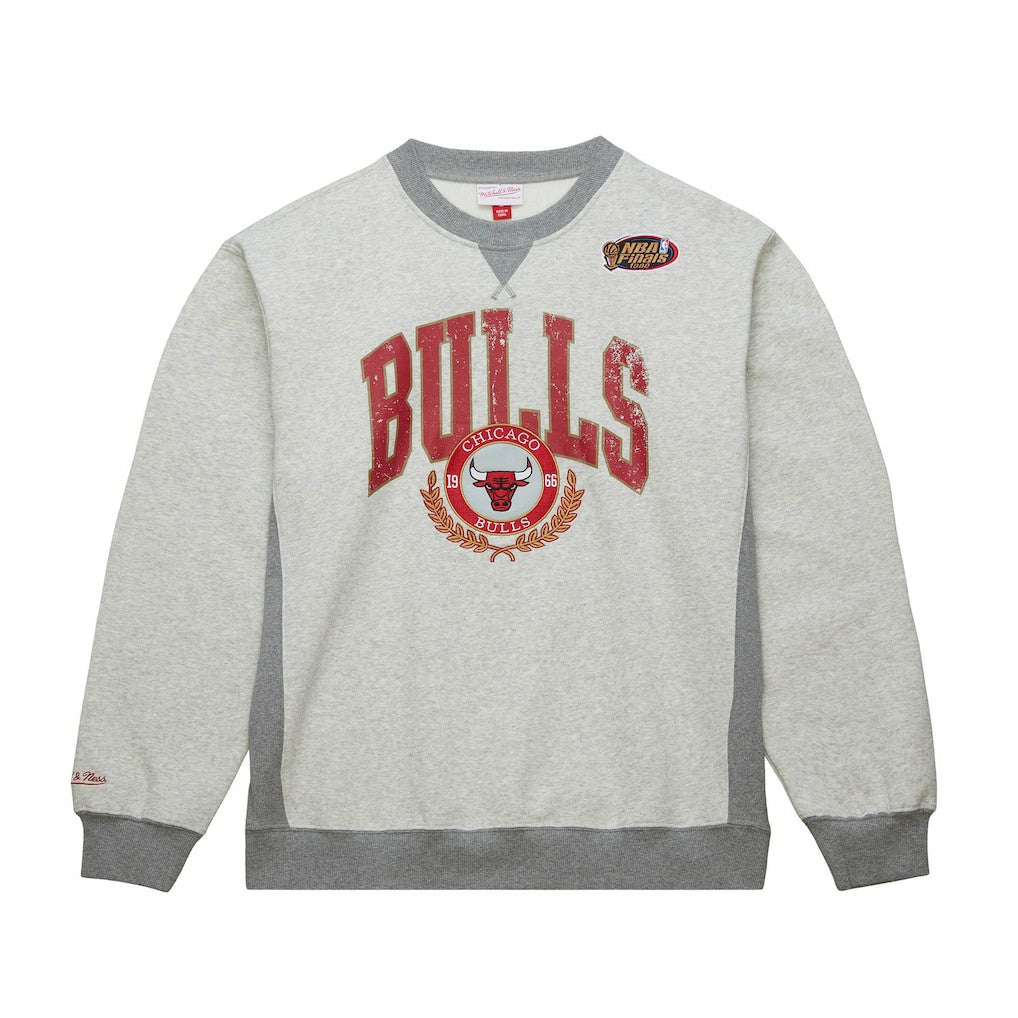 Chicago Bulls Vintage Logo Pullover Sweatshirt Heather Gray - Mitchell & Ness