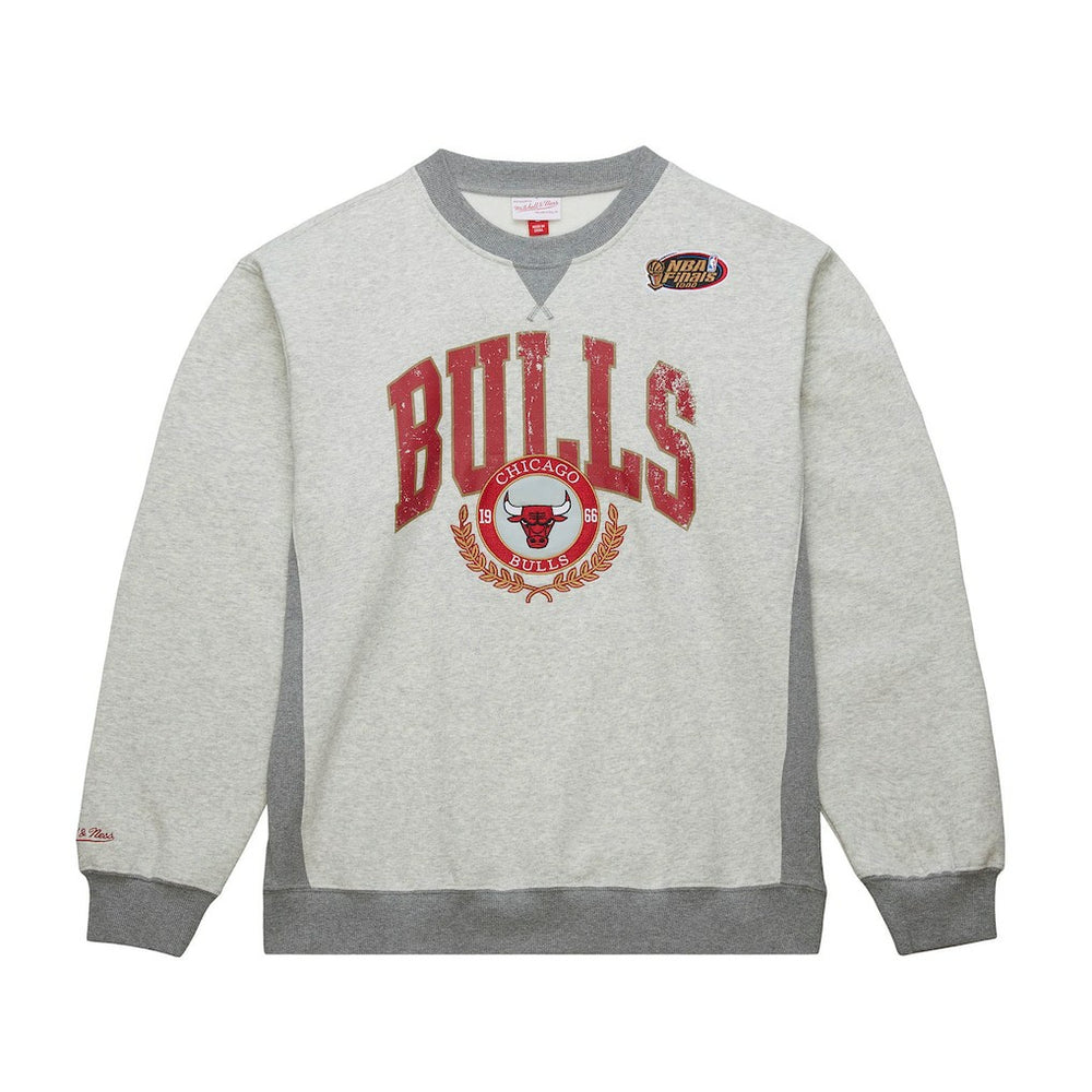 Chicago Bulls Vintage Logo Pullover Sweatshirt Heather Gray - Mitchell & Ness