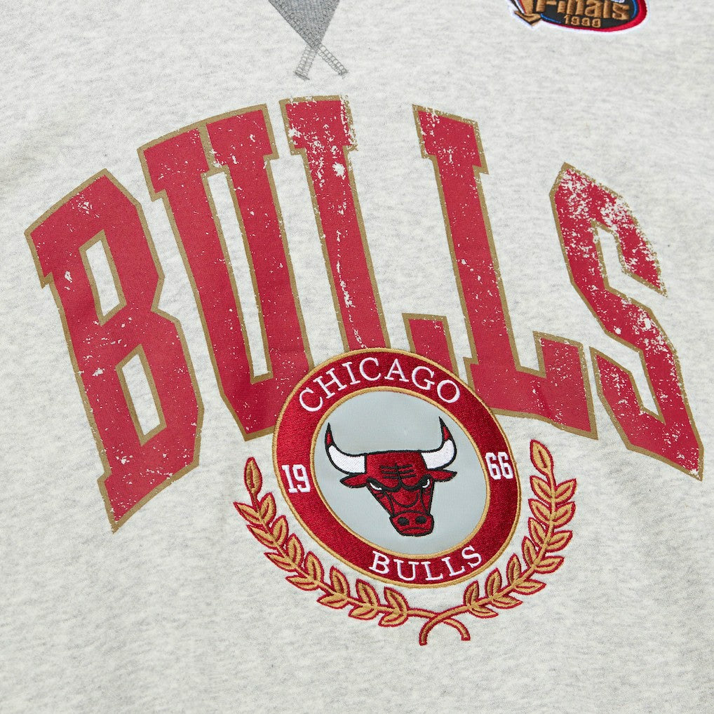 Chicago Bulls Vintage Logo Pullover Sweatshirt Heather Gray - Mitchell & Ness