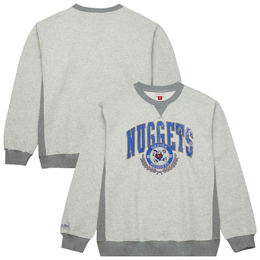 Denver Nuggets Vintage Logo Pullover Sweatshirt Heather Gray - Mitchell & Ness