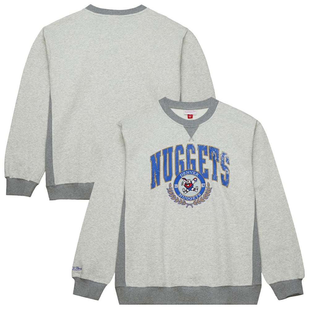 Denver Nuggets Vintage Logo Pullover Sweatshirt Heather Gray - Mitchell & Ness