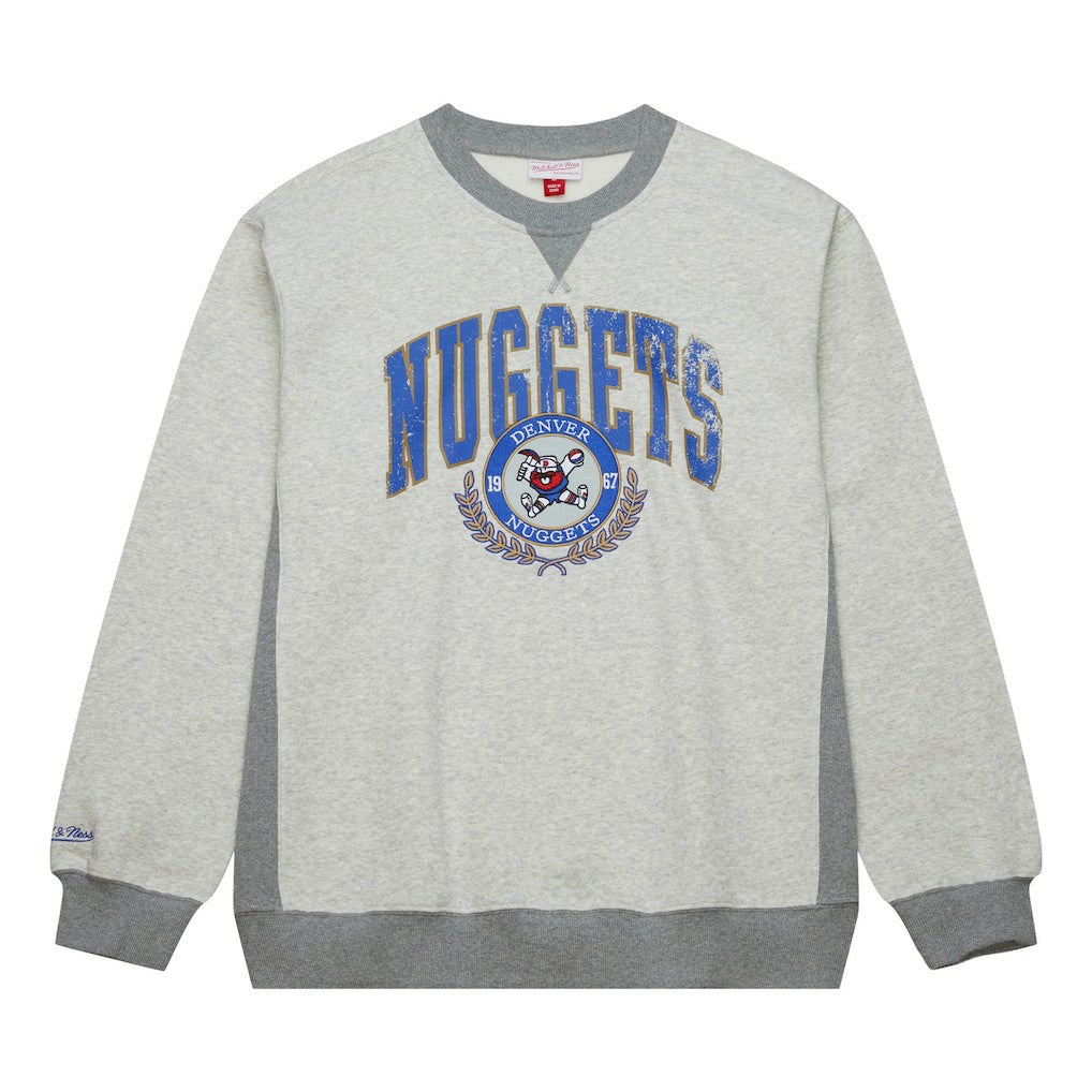 Denver Nuggets Vintage Logo Pullover Sweatshirt Heather Gray - Mitchell & Ness