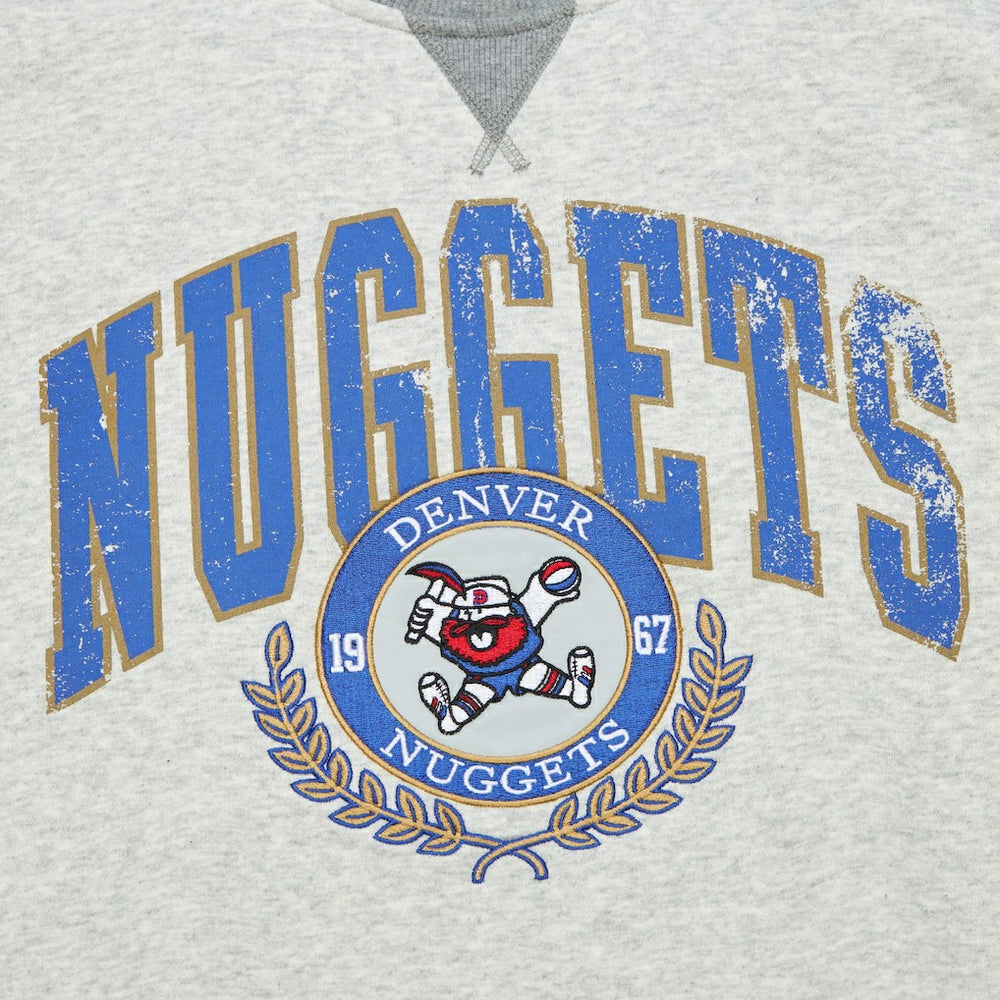 Denver Nuggets Vintage Logo Pullover Sweatshirt Heather Gray - Mitchell & Ness