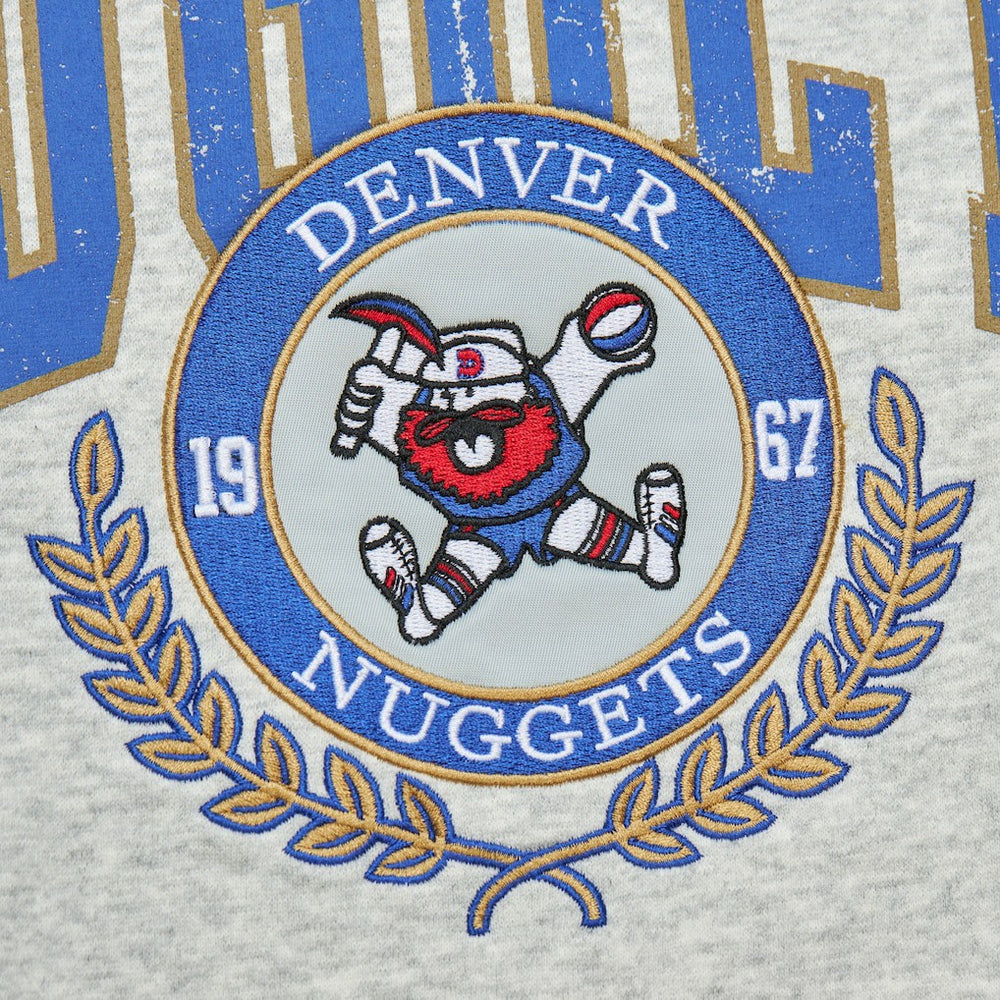 Denver Nuggets Vintage Logo Pullover Sweatshirt Heather Gray - Mitchell & Ness
