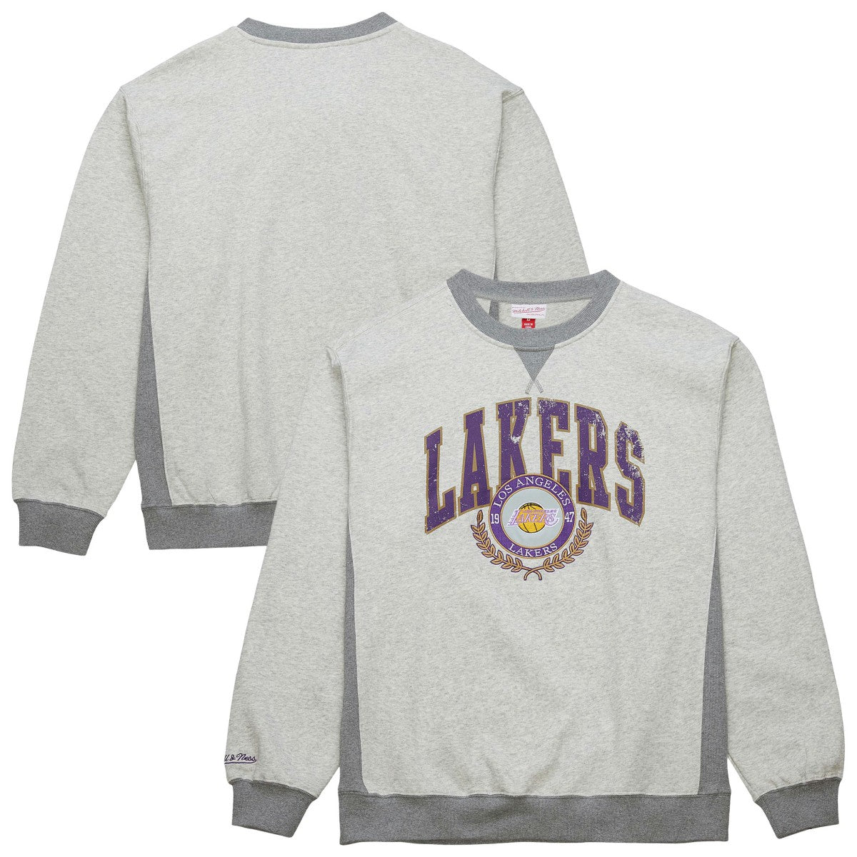 Los Angeles Lakers Vintage Logo Pullover Sweatshirt Heather Gray - Mitchell & Ness outlet