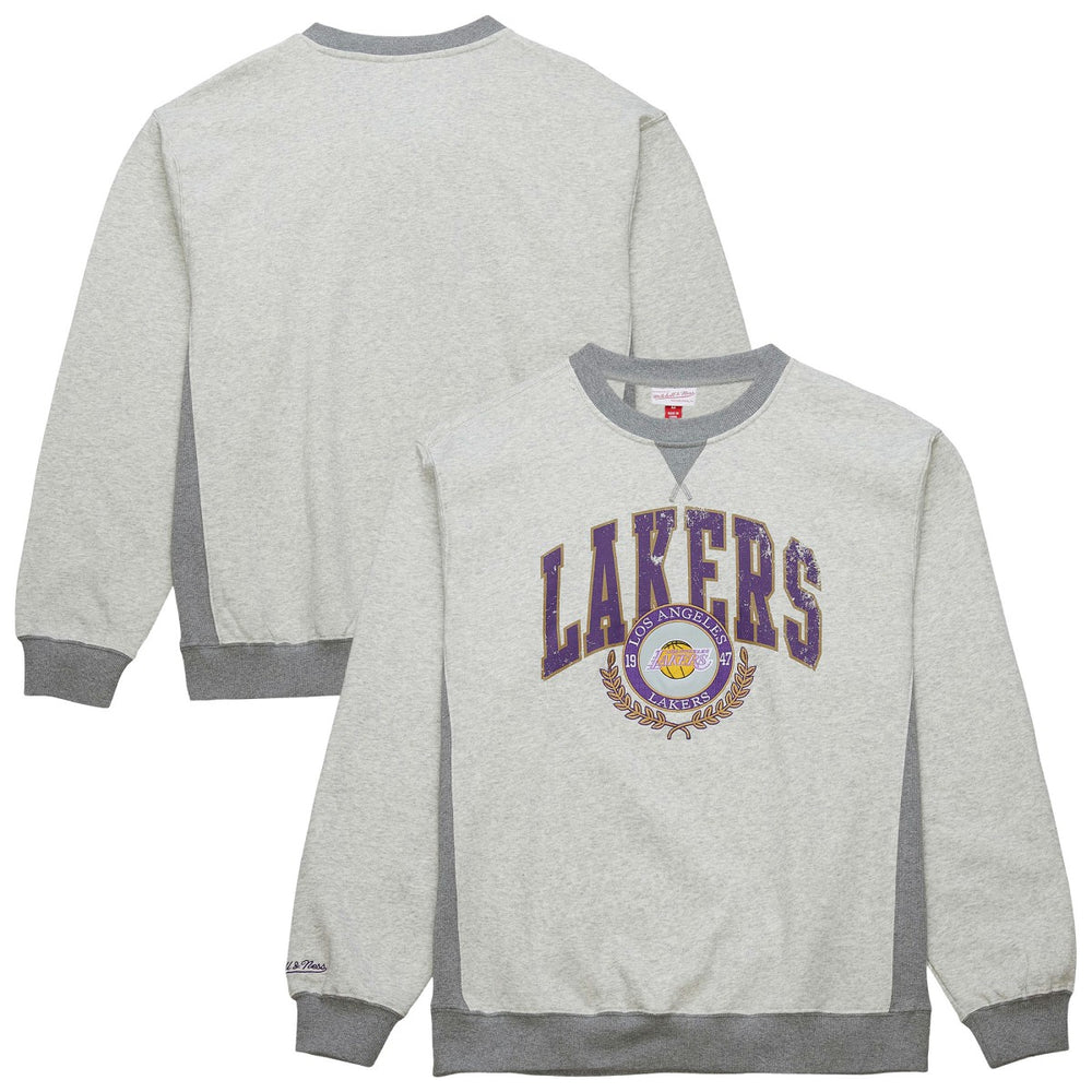 Los Angeles Lakers Vintage Logo Pullover Sweatshirt Heather Gray - Mitchell & Ness outlet