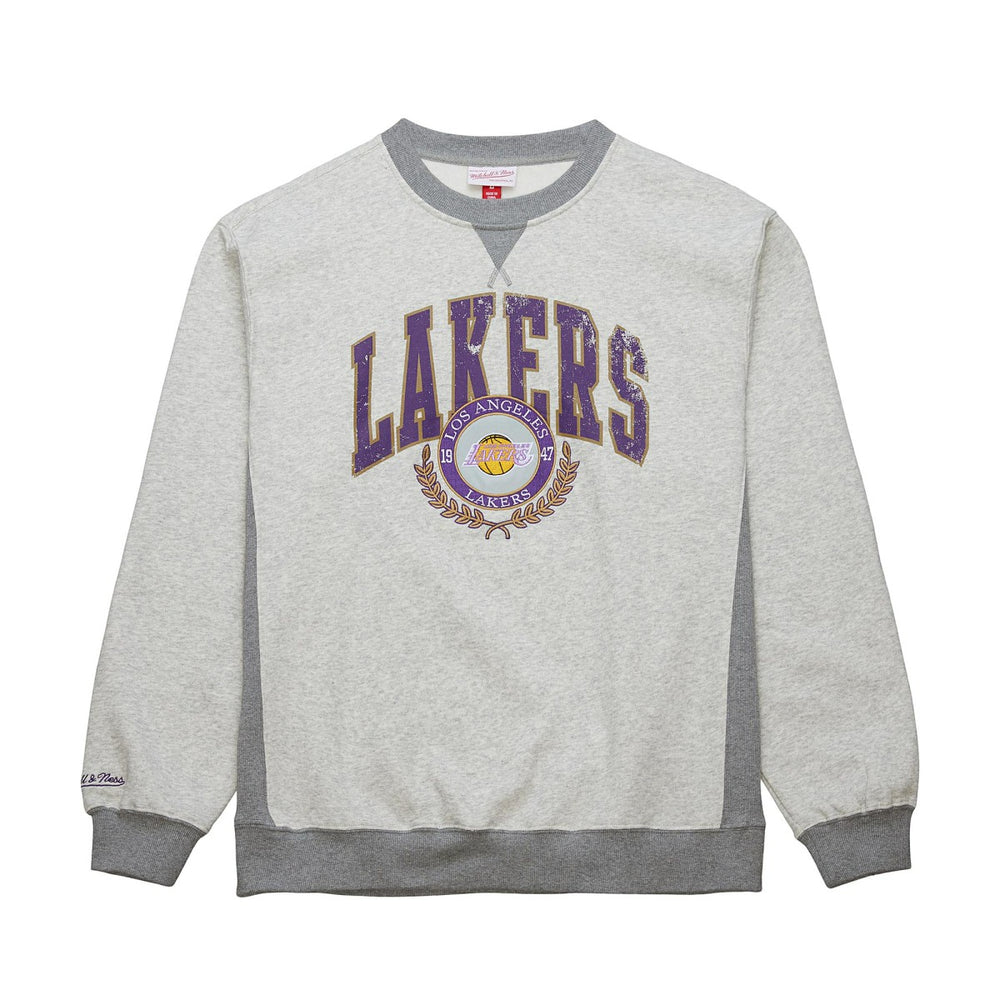 Los Angeles Lakers Vintage Logo Pullover Sweatshirt Heather Gray - Mitchell & Ness outlet