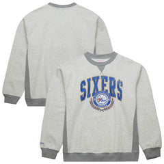 Philadelphia 76ers Vintage Logo Pullover Sweatshirt Heather Gray - Mitchell & Ness outlet