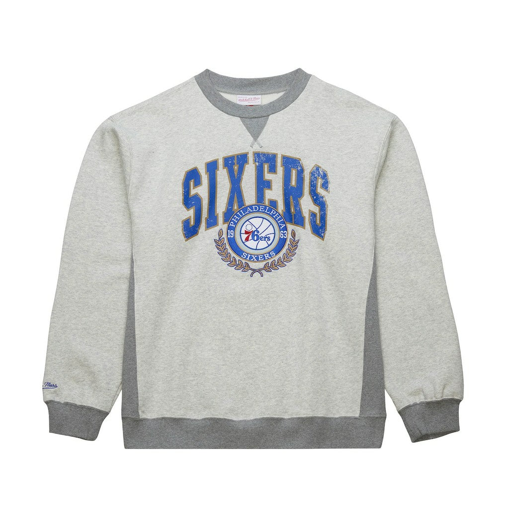 Philadelphia 76ers Vintage Logo Pullover Sweatshirt Heather Gray - Mitchell & Ness outlet