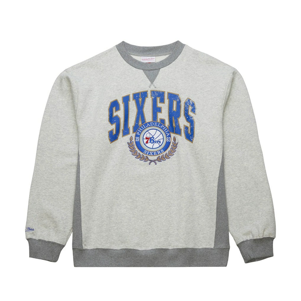 Philadelphia 76ers Vintage Logo Pullover Sweatshirt Heather Gray - Mitchell & Ness outlet