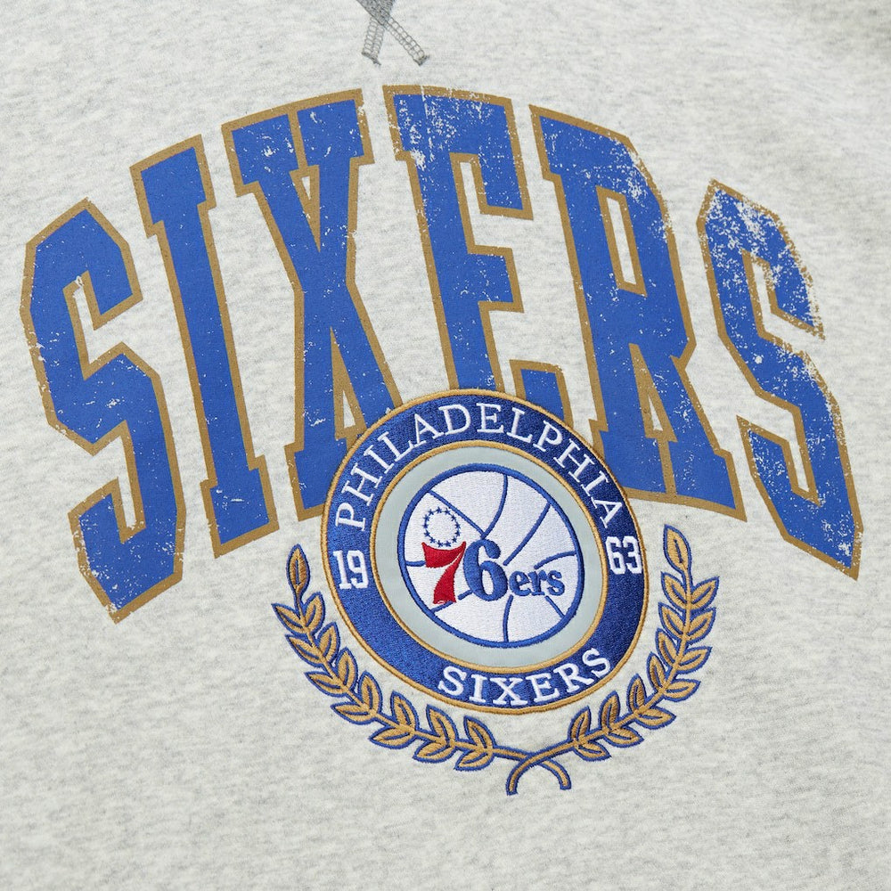 Philadelphia 76ers Vintage Logo Pullover Sweatshirt Heather Gray - Mitchell & Ness outlet