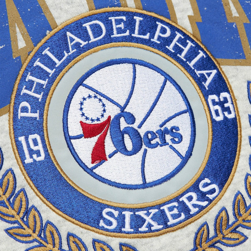 Philadelphia 76ers Vintage Logo Pullover Sweatshirt Heather Gray - Mitchell & Ness outlet