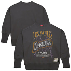 Los Angeles Lakers Women's Hardwood Classics Lightweight Pullover Sweatshirt Charcoal - Mitchell & Ness