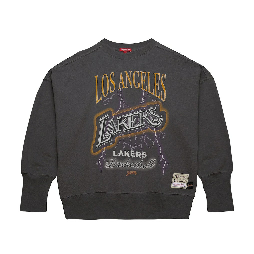 Los Angeles Lakers Women's Hardwood Classics Lightweight Pullover Sweatshirt Charcoal - Mitchell & Ness