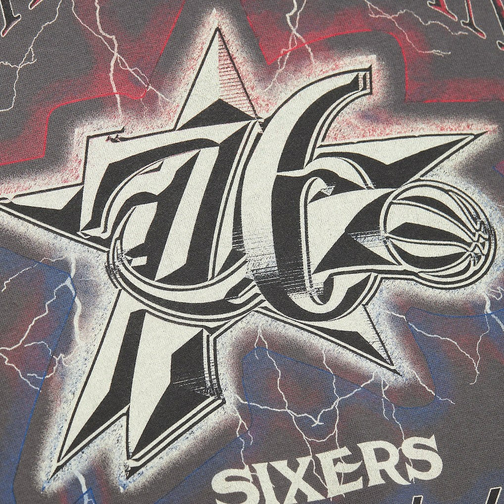 Philadelphia 76ers Women's Hardwood Classics Lightweight Pullover Sweatshirt Charcoal - Mitchell & Ness