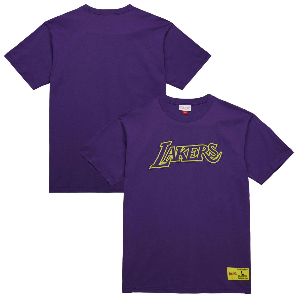 Los Angeles Lakers Hardwood Classics Neon Nights Premium T-Shirt Purple - Mitchell & Ness