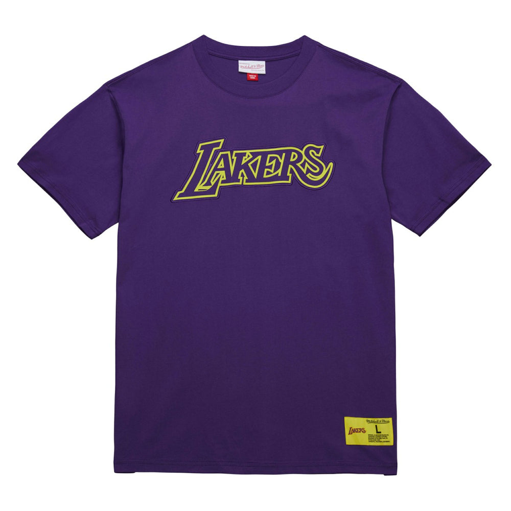 Los Angeles Lakers Hardwood Classics Neon Nights Premium T-Shirt Purple - Mitchell & Ness