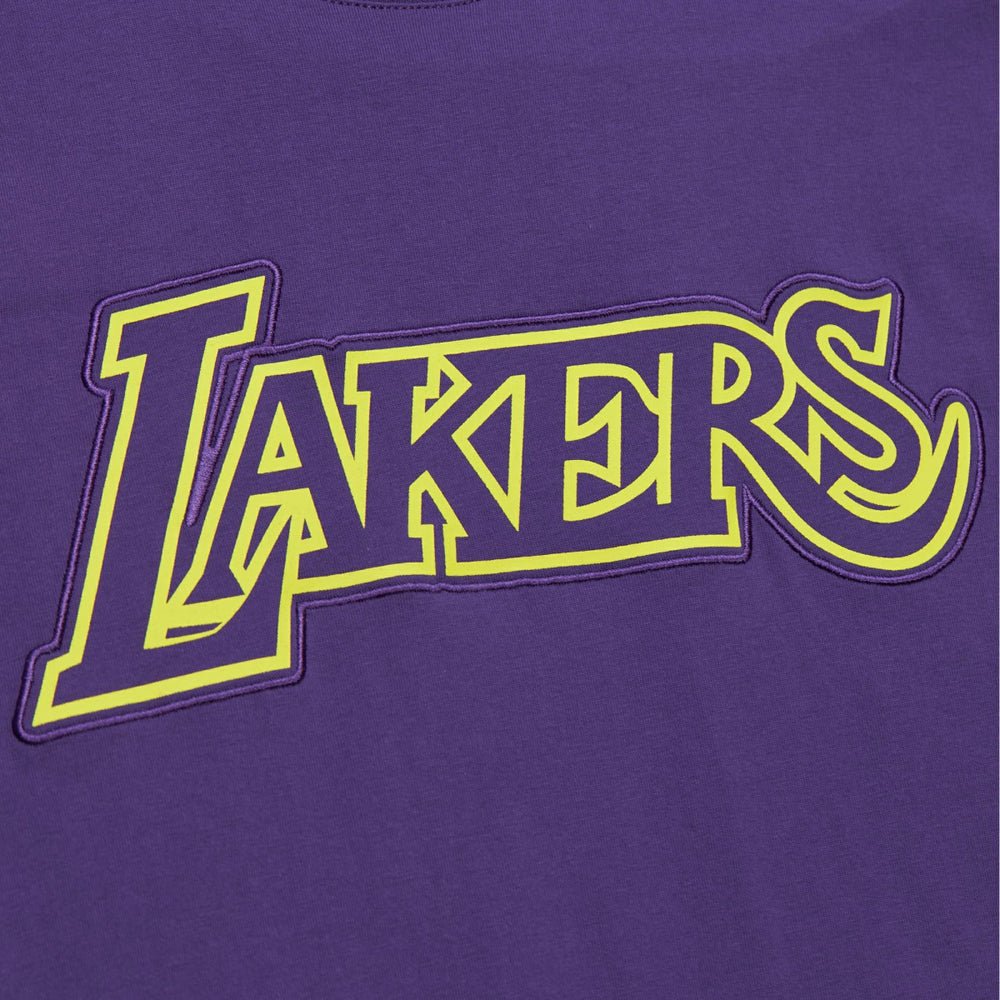 Los Angeles Lakers Hardwood Classics Neon Nights Premium T-Shirt Purple - Mitchell & Ness
