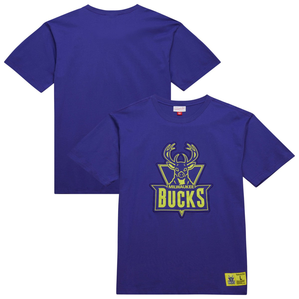 Milwaukee Bucks Hardwood Classics Neon Nights Premium T-Shirt Purple - Mitchell & Ness
