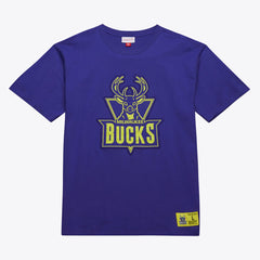 Milwaukee Bucks Hardwood Classics Neon Nights Premium T-Shirt Purple - Mitchell & Ness
