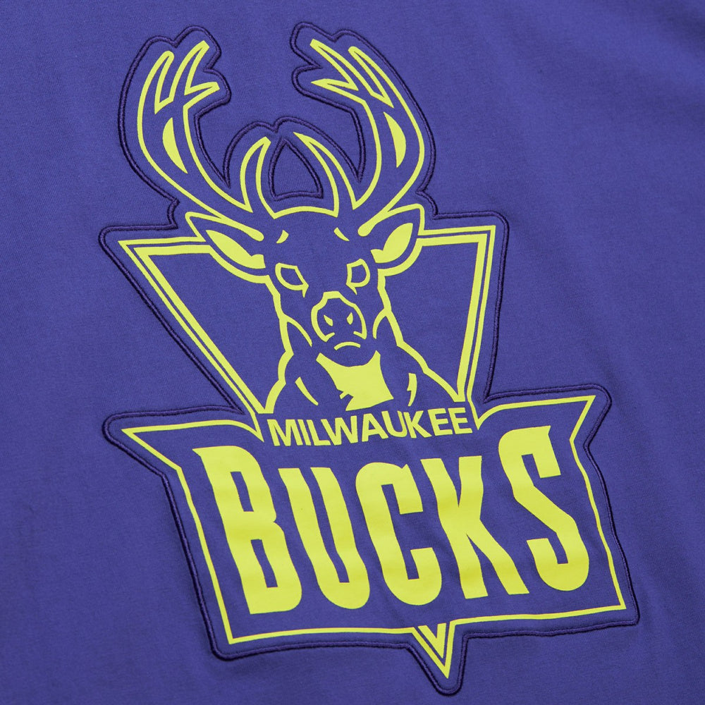 Milwaukee Bucks Hardwood Classics Neon Nights Premium T-Shirt Purple - Mitchell & Ness