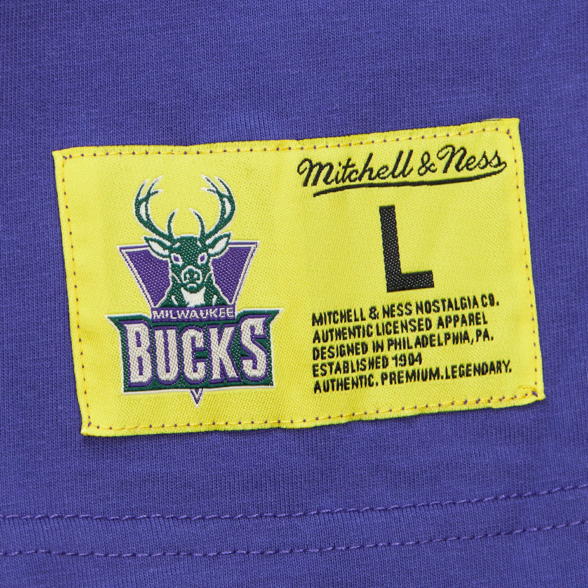 Milwaukee Bucks Hardwood Classics Neon Nights Premium T-Shirt Purple - Mitchell & Ness