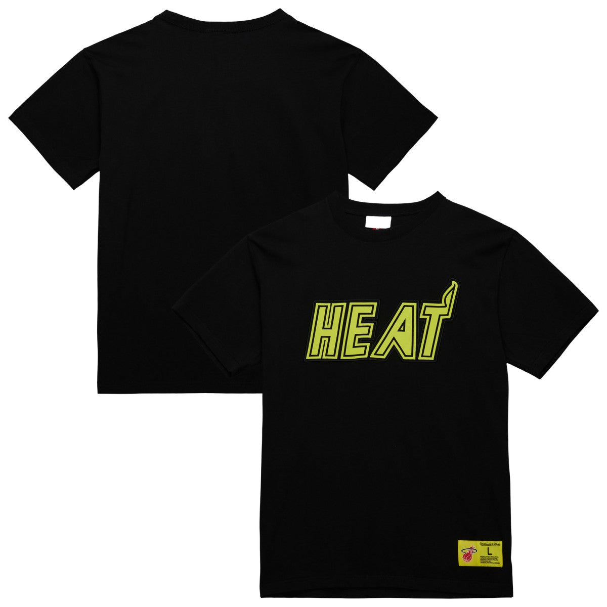 Miami Heat Hardwood Classics Neon Nights Premium T-Shirt Black - Mitchell & Ness